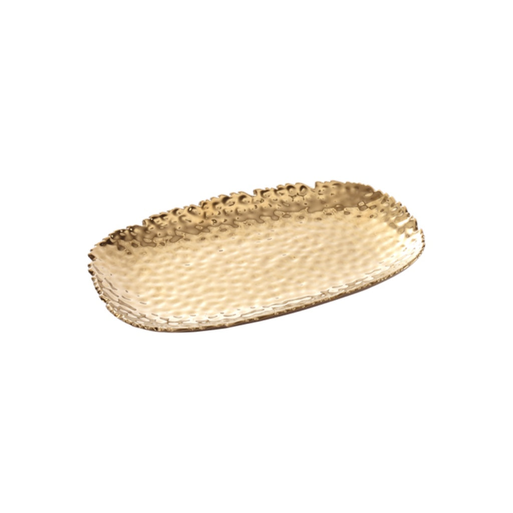 Pampa Bay Servierschale Rechteckig – Porzellan, 38,1x21,6x7,6 Cm, Weiß Mit Goldrand, Spülmaschinenfest