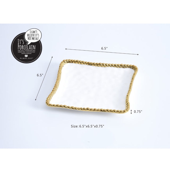 Pampa Bay Golden Salerno Square Appetizer / Dessert Plate Dinnerware Pampa Bay 