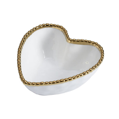 Pampa Bay Love Is In The Air Heart Bowl - White w/ Gold Dinnerware Pampa Bay 
