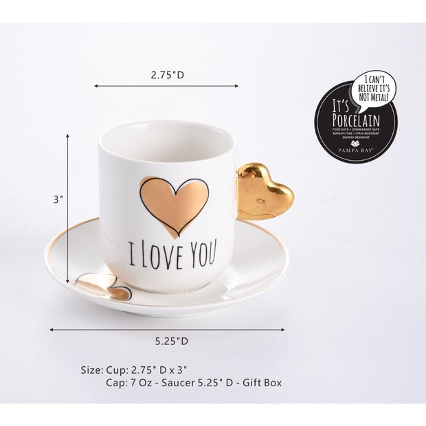 Pampa Bay Heart Coffee Cup & Saucer Set Dinnerware Pampa Bay 