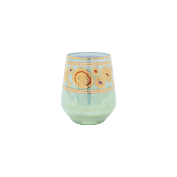 Vietri Regalia Stemless Wine Glass Dinnerware Vietri Aqua 