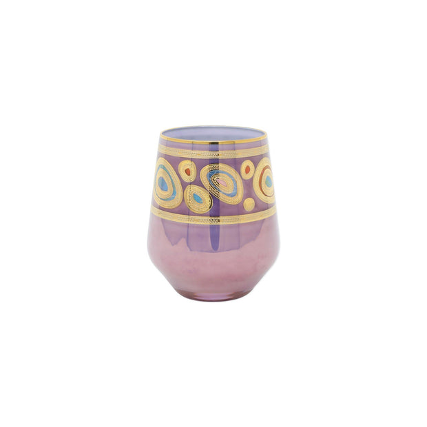 Vietri Regalia Stemless Wine Glass Dinnerware Vietri Purple 