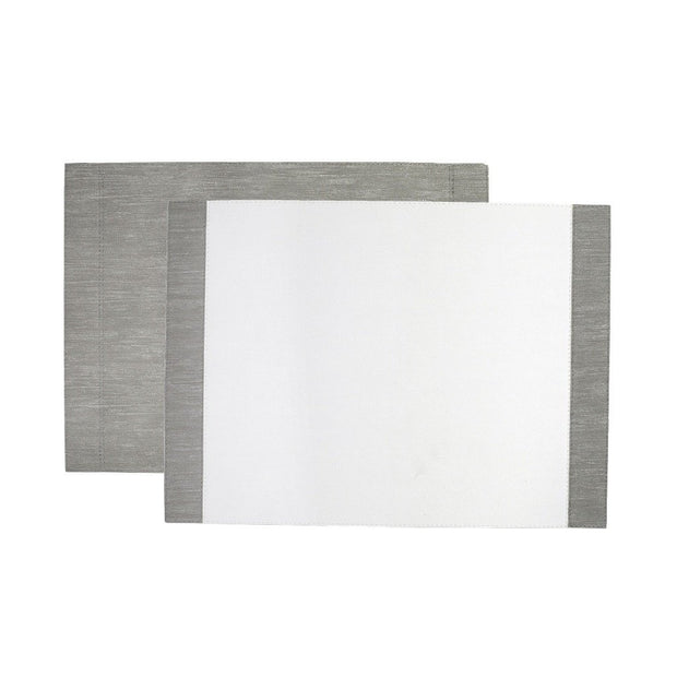 Vietri White/Gray Edged Rectangular Reversible Placemat Dinnerware Vietri 
