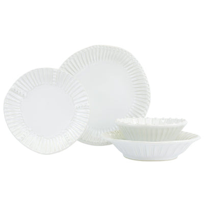 Vietri Incanto Stone White Stripe Four-Piece Place Setting Dinnerware Vietri 