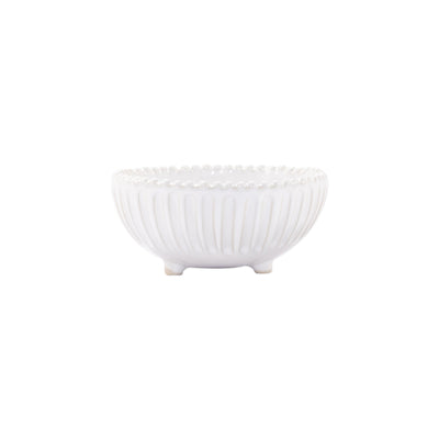 Vietri Incanto Stone White Stripe Footed Bowl Dinnerware Vietri 