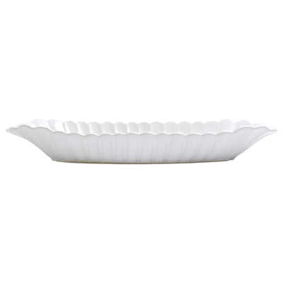 Vietri Incanto Stone White Scallop Bread Server Dinnerware Vietri 