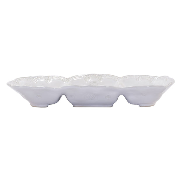 Vietri Incanto Stone White Lace Medium Three-Part Server Dinnerware Vietri 