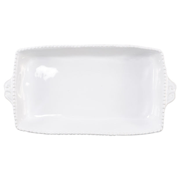 Vietri Incanto Stone White Stripe Rectangular Baker Dinnerware Vietri 