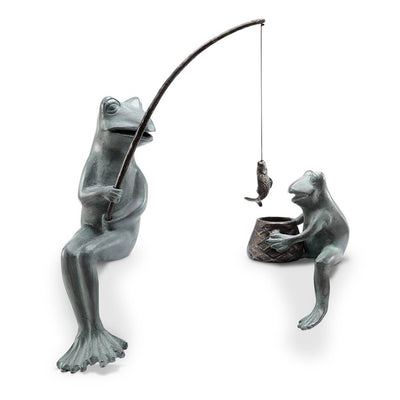 SPI Garden Fishing Frog Mama & Baby Sculpture Set Sculptures SPI 
