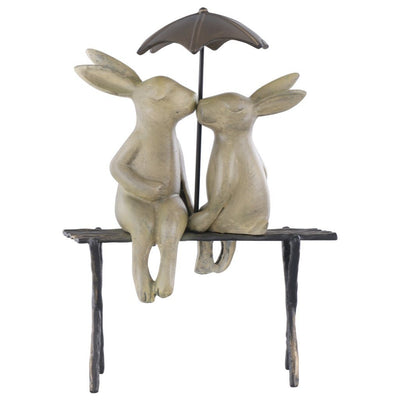 SPI Garden Bunny Lovers on Bench Sculpture Sculptures SPI 