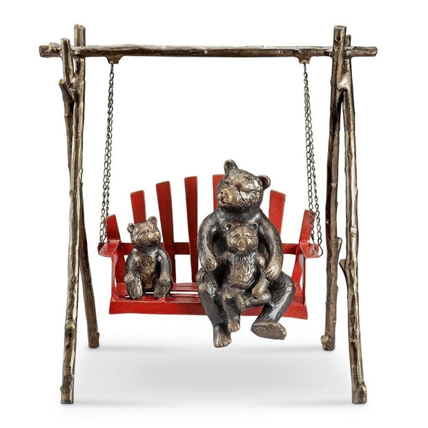 SPI Garden Bear and Cubs on Porch Swing Sculpture Sculptures SPI 