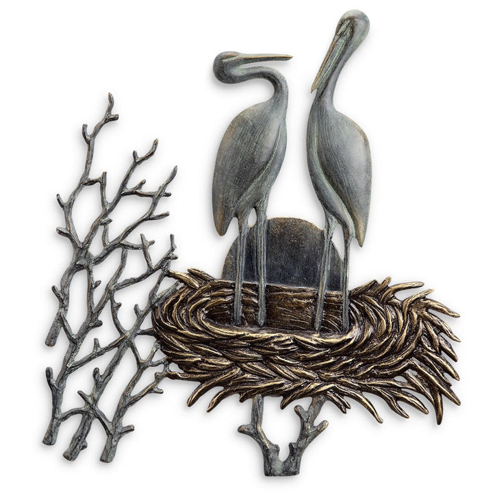 SPI Garden Crane Pair in Nest Wall Plaque Wall Art SPI 
