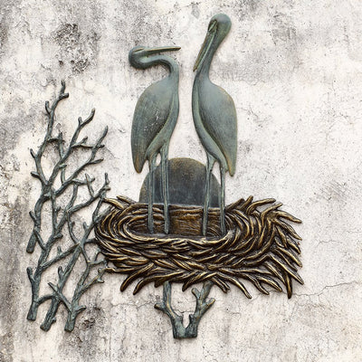 SPI Garden Crane Pair in Nest Wall Plaque Wall Art SPI 