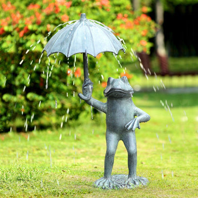 SPI Garden Frog With Umbrella Spitter Sculptures SPI 