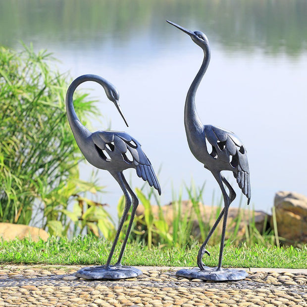 SPI Garden Crane Pair LED Lanterns Sculptures SPI 