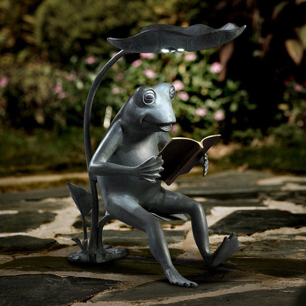 SPI Garden Reading Frog Birdfeeder with LED Light Sculptures SPI 
