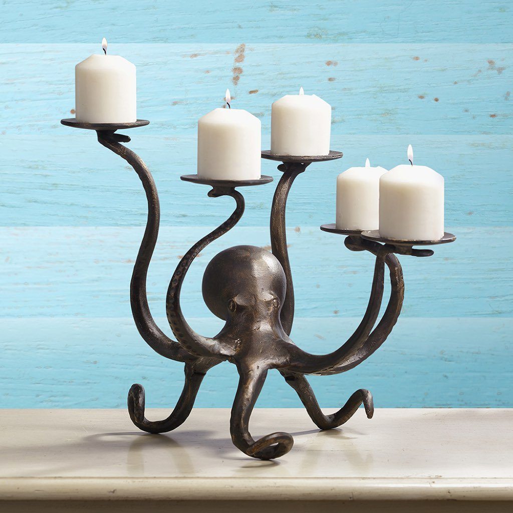 SPI Home Octopus Pillar Candelabra Candle Holders SPI 