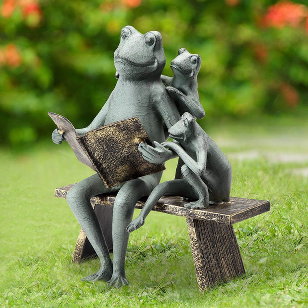 SPI Garden Reading Frog Family Sculpture Sculptures SPI 