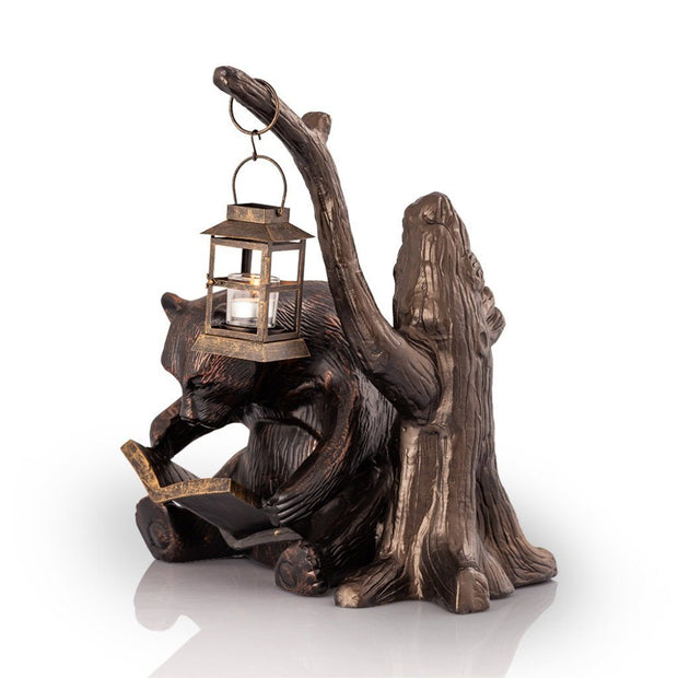SPI Garden Booklover Bear With Lantern Sculptures SPI 