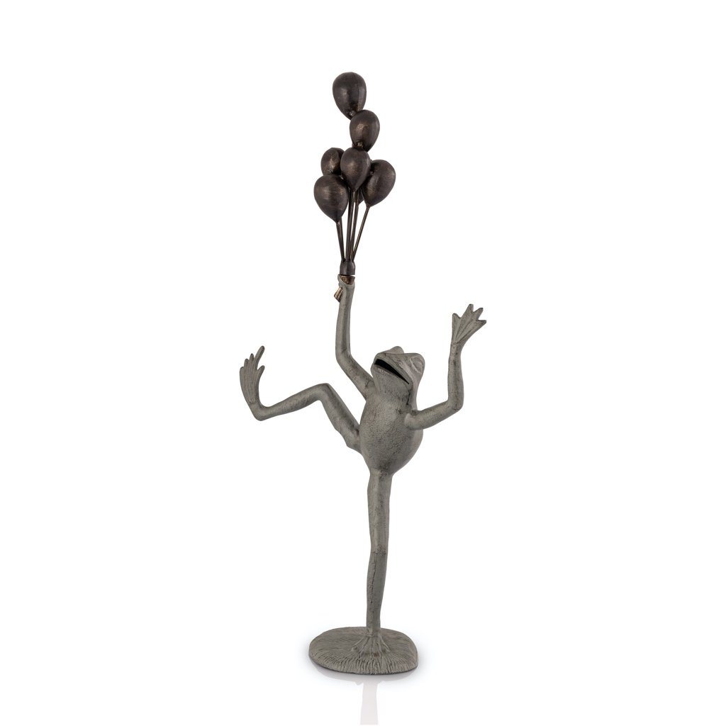 SPI Home Gartenfigur Frosch Mit Buch – Verwittertes Blaugrün, Aluminium/Eisen, 15,2x14 Cm