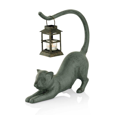 SPI Garden Stretching Cat Lantern Sculptures SPI 