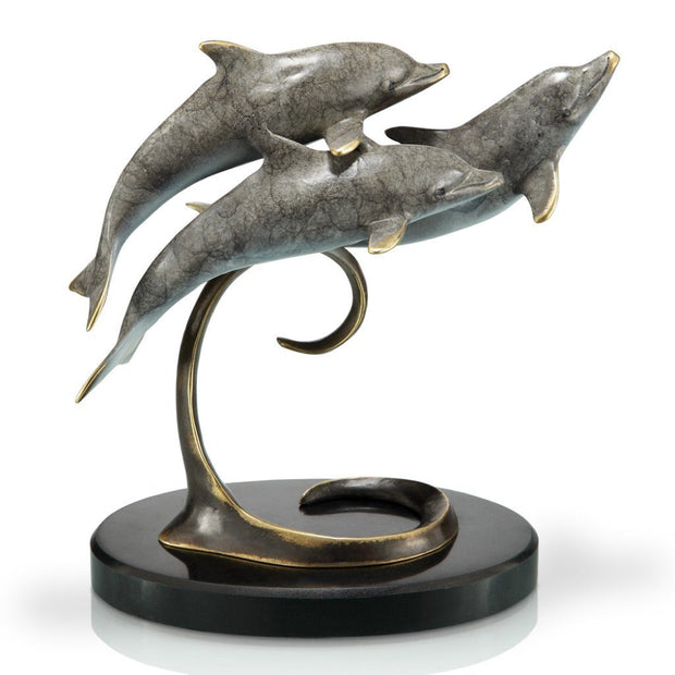 SPI Gallery Triple Dolphins On Marble Base Sculpture Sculptures SPI 