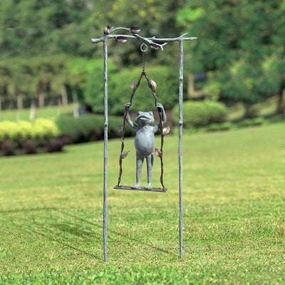 SPI Garden Daredevil Frog On Swing Statue Sculptures SPI 