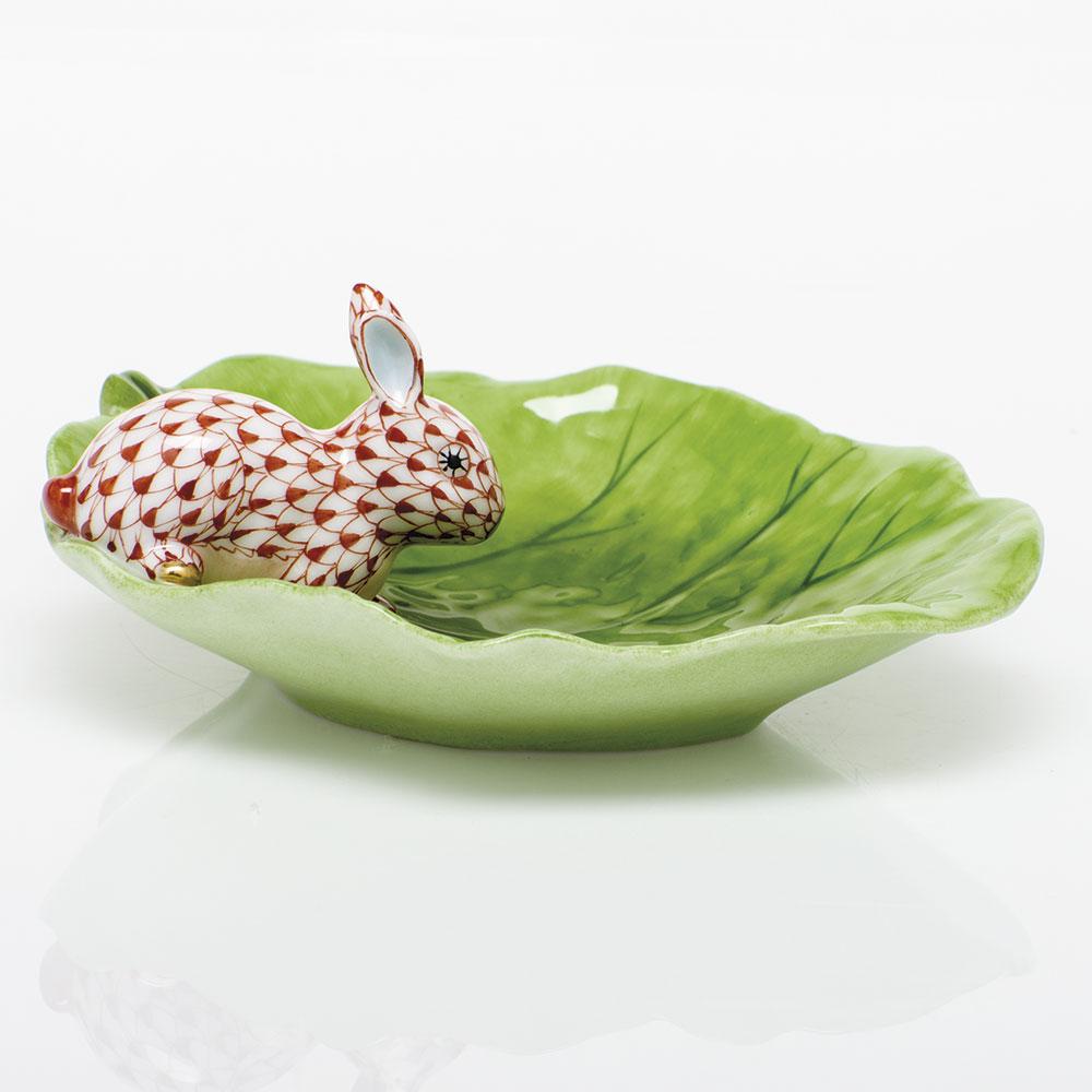 Herend Bunny On Cabbage Leaf Figurine