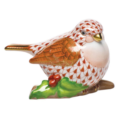 Herend Little Bird On Holly Figurines Herend Rust 