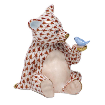 Herend Bear W/Bird Figurines Herend Rust 