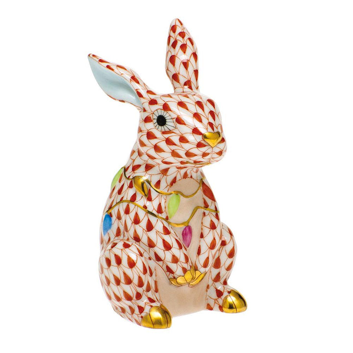Herend Bunny With Christmas Lights Figurines Herend Rust 