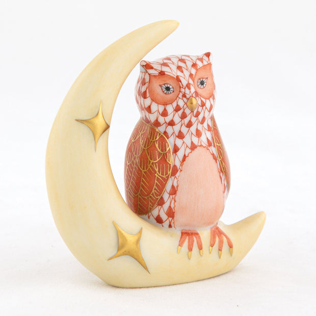 Herend Owl With Crescent Moon Figurines Herend Rust 