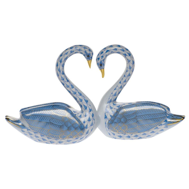 Herend Kissing Swans Figurines Herend Blue 