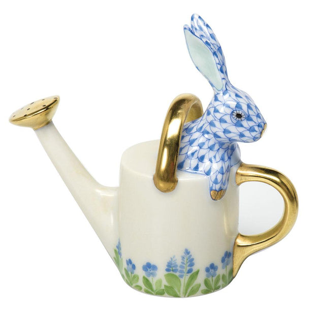 Herend Watering Can Bunny Figurines Herend Blue 