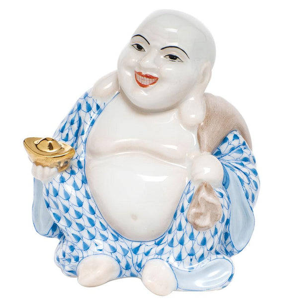 Herend Small Laughing Buddha Figurines Herend Blue 