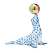 Herend Sea Lion W/Ball Figurines Herend Blue 
