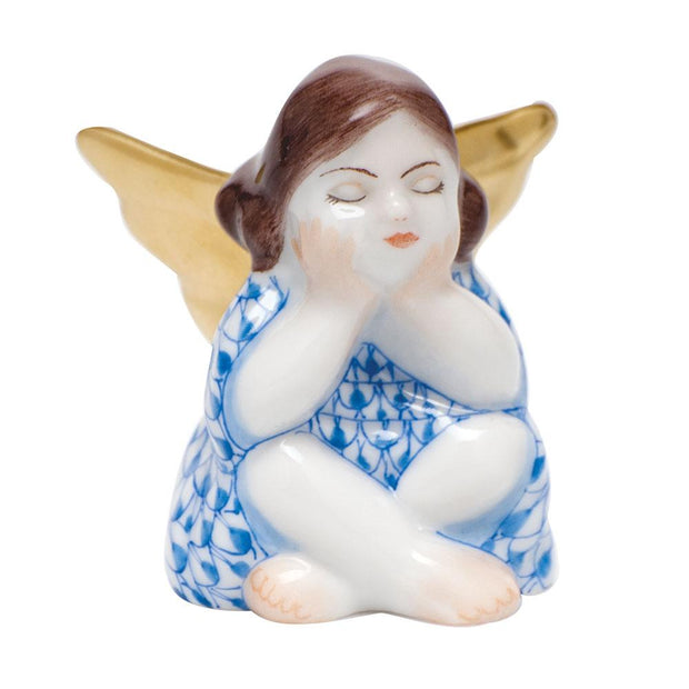 Herend Heavenly Bliss - Sitting Angel Figurines Herend Blue 
