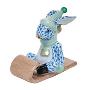 Herend Sledding Bunny Figurines Herend Blue 