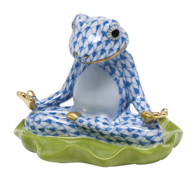 Herend Yoga Frog Figurines Herend Blue 
