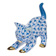 Herend Stretching Kitty Figurines Herend Blue 