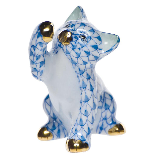 Herend Curious Cat Figurines Herend Blue 