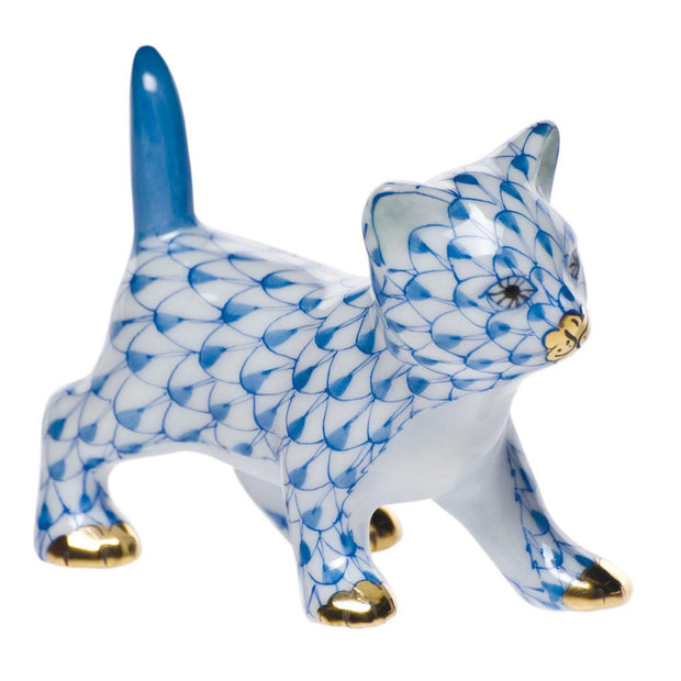 Herend Strutting Kitty Figurines Herend Blue 