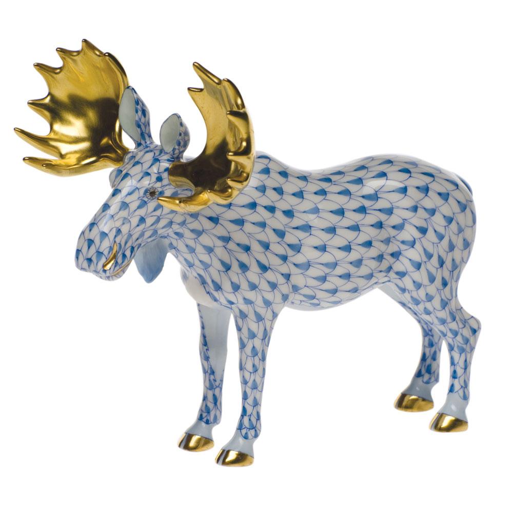 Herend Standing Moose Figurines Herend Blue 