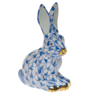 Herend Miniature Sitting Rabbit Figurines Herend Blue 