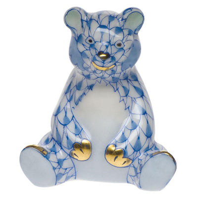 Herend Miniature Baby Bear Sitting Figurines Herend Blue 