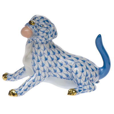 Herend Labrador W/Ball Figurines Herend Blue 