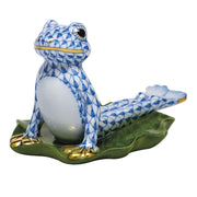 Herend Yoga Frog In Cobra Pose Figurines Herend Blue 
