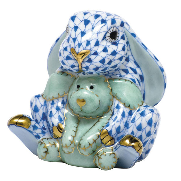 Herend Bunny And Lovey Figurines Herend Blue 