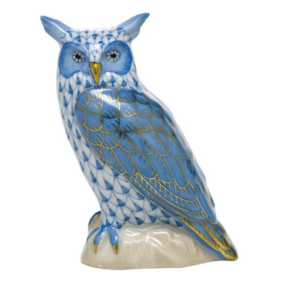 Herend Great Horned Owl Figurines Herend Blue 