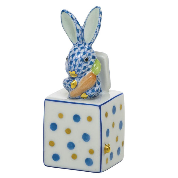 Herend Jack In The Box Bunny Figurines Herend Blue 